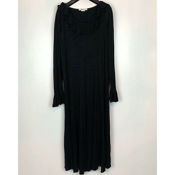 Boden Lavinia Knit Midi Ruffle Dress Black Size 18 - Picture 2 of 5